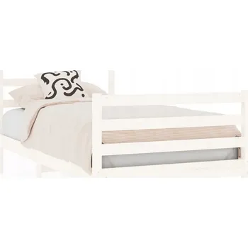 Postel Bílý dřevěný rám postele z borovicového dřeva 195,5 x 96 x 104 cm