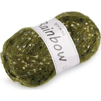 Příze Pletací příze mohérová Rainbow 100 g, střední, 9 (33-5) zelená