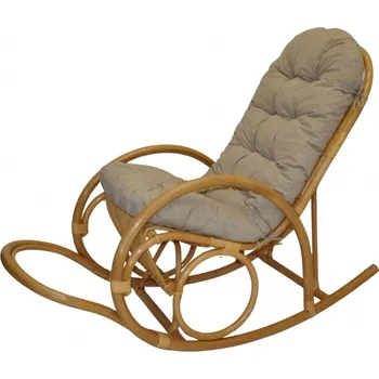 Nábytek Axin Trading s.r.o. Ratanové houpací křeslo Jenaira medové polstr tmavě béžový melír