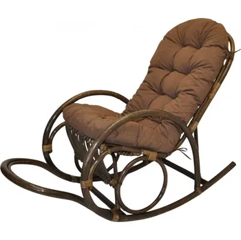 Křeslo Axin Trading s.r.o. Ratanové houpací křeslo Jenaira hnědé polstr hnědý melír