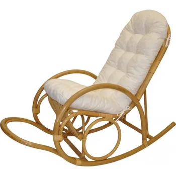 Ratanové houpací křeslo Jenaira medové polstr bílý