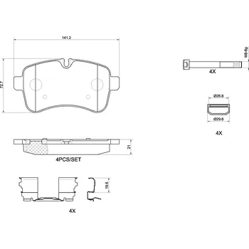 Brzdová destička Sada brzdových destiček, kotoučová brzda BREMBO P A6 027G
