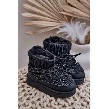 Dívčí sněhule Dětské Zimní Boty S Hřejivým Kožíškem Černé Nastira 32