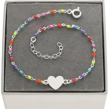 Náramek Náramek MULTIKOLOR SRDCE SRDÍČKO GRAVÍROVÁNÍ STŘÍBRO 925 barevný 15 cm