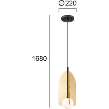 Viokef Závěsné světlo Fedora, Ø 22 cm, zlatá, kov/sklo zlatá, černá, bílá 1 x 28 W - Doprava zdarma