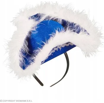 Klobouček na čelence trikorn modrý barokní