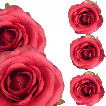 umělá květina HLAVIČKA ČERVENÁ RŮŽE VÝROBNÍ UMĚLÉ KVĚTY DEKORACE VÁZA ø9 cm 3ks