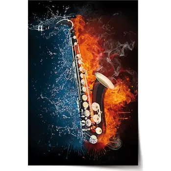 Plakát Sablio Plakát Ohnivý saxofon - 90x60 cm