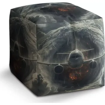 Taburet Sablio Taburet Cube Letadlo v bouři: 40x40x40 cm