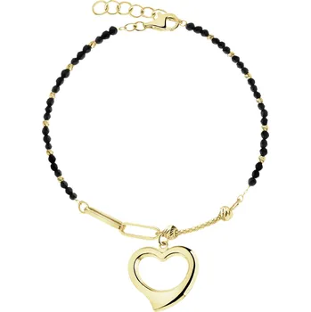 Náramek Zlatý náramek se syntetickými onyxy - srdce - AP544-0022