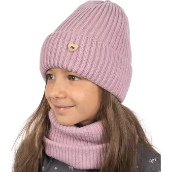 Čepice Vřesová Sada Čepice Nákrčník Zimní Teplá Sada pro Dívku Módní