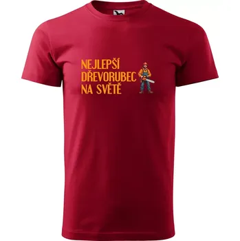 Sablio Tričko s potiskem Nejlepší dřevorubec na světě - červené 5XL
