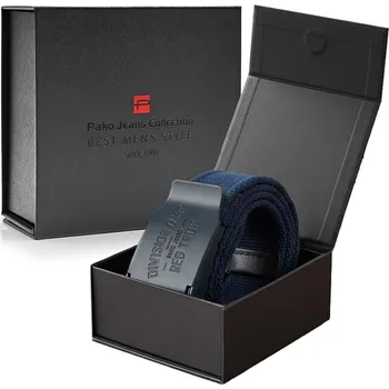 Opasek Pánský PÁSEK ke kalhotám plátěný jako Dárek pro muže, TMAVĚ MODRÝ v krabičce