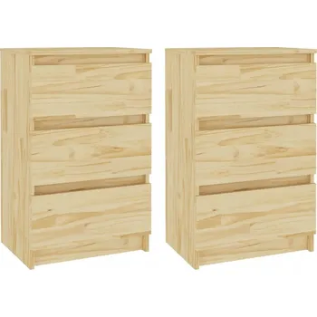 Noční stolek Noční stolek z masivního borovicového dřeva, 3 zásuvky, 40x29,5x64 cm