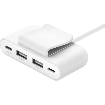 čtyřportová nabíječka 2x USB‑C a 2x USB‑A 30 W, bílá