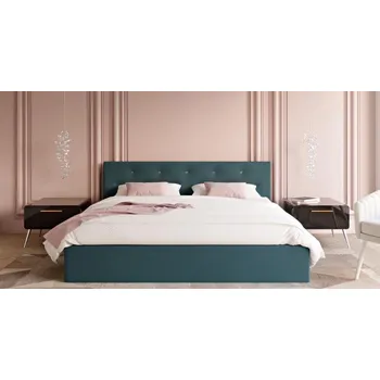 Postel Čalouněná postel CRYSTAL tyrkysová 140x200 s dřevěným roštem