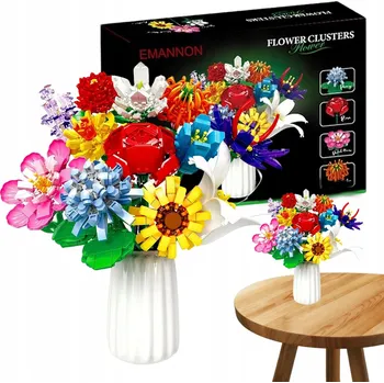 ostatní stavebnice STAVEBNICE KYTICE KVĚTINY 1064 DÍLŮ STAVBA VÁZA KVĚTINÁČ RŮŽE LILIE