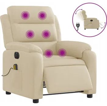 Křeslo Elektrické masážní křeslo s funkcí naklápění, krémové, 75x92,5x100 cm