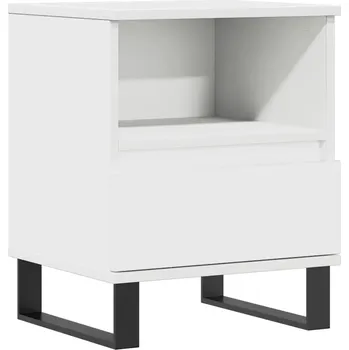 Noční stolek Bílá noční stolek 40 x 35 x 50 cm, materiál: dřevotříska, kovové nohy