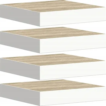 police Nástěnné police dubové a bílé 23 x 23,5 x 3,8 cm, MDF, kov, 4 ks