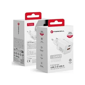 Síťová nabíječka na telefon Forcell F‑Energy Mini GaN III USB‑C + USB‑A QC4.0 PD 20W VT-35A bílá - Forcell + zdarma možnost vyzkoušet a vrátit zboží do 30 dní