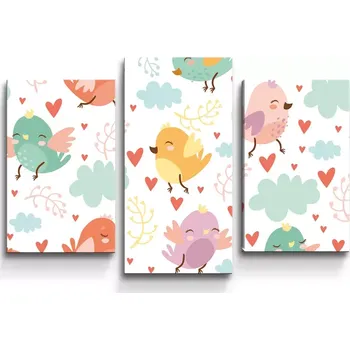 Obraz Sablio Obraz - 3-dílný Oblak s ptáčky - 75x50 cm