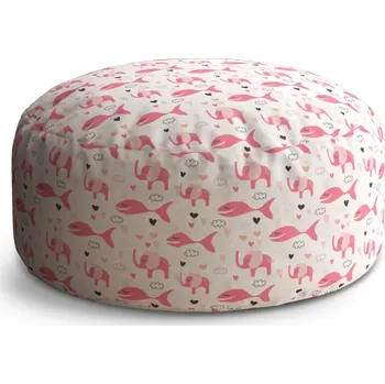 Taburet Sablio Taburet Circle Růžové rybky a sloni: 38x48 cm