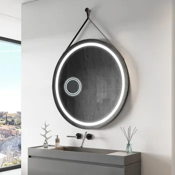 Zrcadlo Závěsné kulaté zrcadlo s osvětlením LED L33