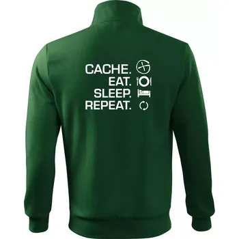 Pánská mikina Eat sleep repeat Cache - Mikina bez kapuce Adventure - 2XL ( Lahvově zelená )