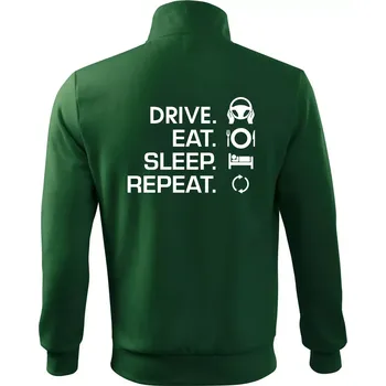 Pánská mikina Drive eat sleep repeat - Mikina bez kapuce Adventure - 3XL ( Lahvově zelená )