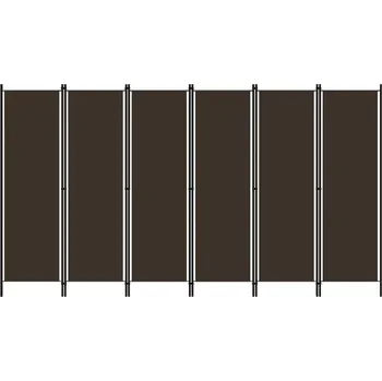 Paraván Paraván 6dílný, volně stojící, hnědý, 300 x 180 cm, železo a polyester