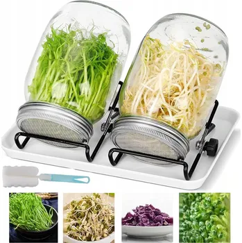 Sklenice 2x NAKLIČOVACÍ NÁDOBA SKLENICE NA KLÍČENÍ SEMEN KLÍČKY SKLENĚNÉ SKLENIČKY SADA