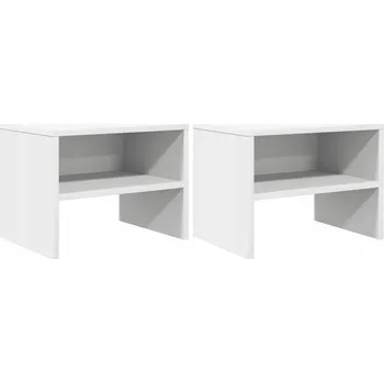 Konferenční stolek Sada 2 bílých nočních stolků s otevřenou policí, 40x30x30 cm