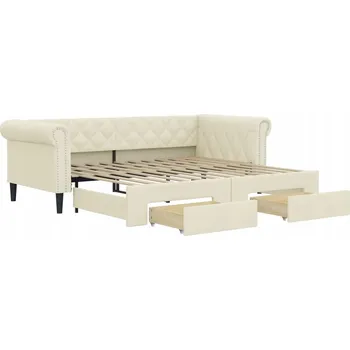 Pohovka Krémová pohovka s funkcí spaní 235 x 100 x 68 cm, 2 zásuvky