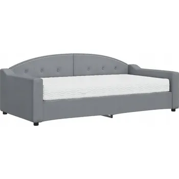 Pohovka Světle šedá pohovka s funkcí lůžka 2v1 s matrací, 212 x 100 x 75 cm