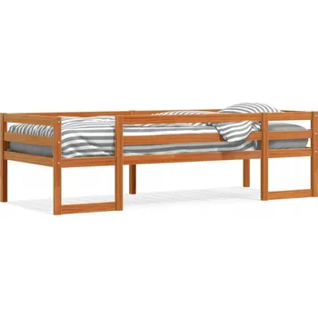 Postel Rám postele z masivního borovicového dřeva, voskovaná hnědá, 205,5 x 9 cm