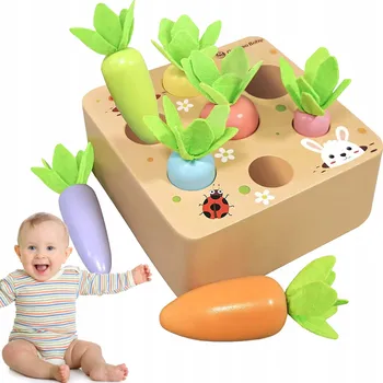 Dřevěná hračka SENZORICKÉ HRAČKY ZAHRADA S MRKVEMI DĚTI Klasifikační hra