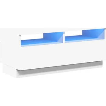 Televizní stolek TV stolek s RGB LED osvětlením, bílý, 80x35x40 cm