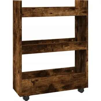 Servírovací stolek Servírovací vozík na kolečkách, kouřový dub, 60x22x80 cm