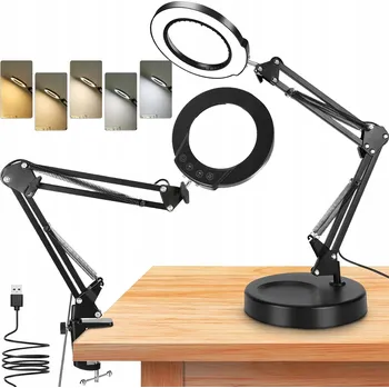 Lampička Lampa s Lupou a Zvětšovacím Sklem Kosmetická Sklo LED Stolní Lampa 10x Zvětšení