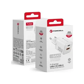Síťová nabíječka na telefon Forcell F-Energy Mini GaN III USB‑C + USB‑A QC 4.0 PD 35 W VT-35C bílá - Forcell + zdarma možnost vyzkoušet a vrátit zboží do 30 dní