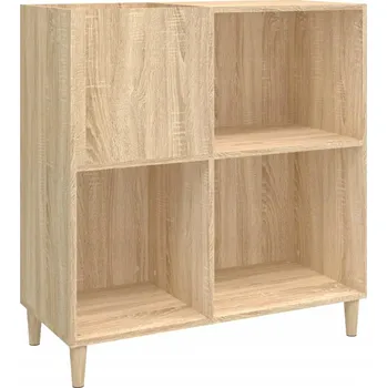 Komoda Skříňka na vinylové desky s dřevěnými nožičkami, dub sonoma, 84,5x38x89 cm