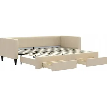 Pohovka Rozkládací pohovka se zásuvkami, krémová barva, rozměry 223 x 90 x 68 cm