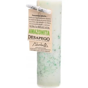 Svíčka Ručně vyráběná rituální svíčka s amazonitem - DISTANČNÍ