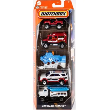 autíčko MATCHBOX SADA 5 KOVOVÝCH VOZIDEL MBX MARINE RESCUE 5-PAK