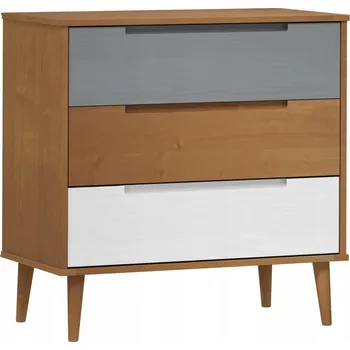 Komoda Komoda MOLDE z masivního borovicového dřeva, 3 zásuvky, 80x40x80 cm, hnědá