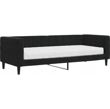 Pohovka Černá pohovka s funkcí spaní 223 x 90 x 68 cm, s matrací 80 x 200 x 17 cm