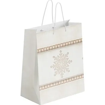 Dárková taška Taška dárková 260x320 mm motiv vločka, bílá, zlatá