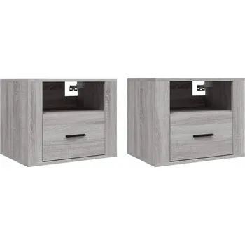 Noční stolek Závěsný noční stolek šedý dub sonoma 50 x 36 x 40 cm 2 ks