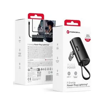Powerbanka Powerbanka Forcell F-Energy Power Plug F5K3 PD 20W 5000 mAh s integrovaným konektorem Lightning, černá - Forcell + zdarma možnost vyzkoušet a vrátit zboží do 30 dní